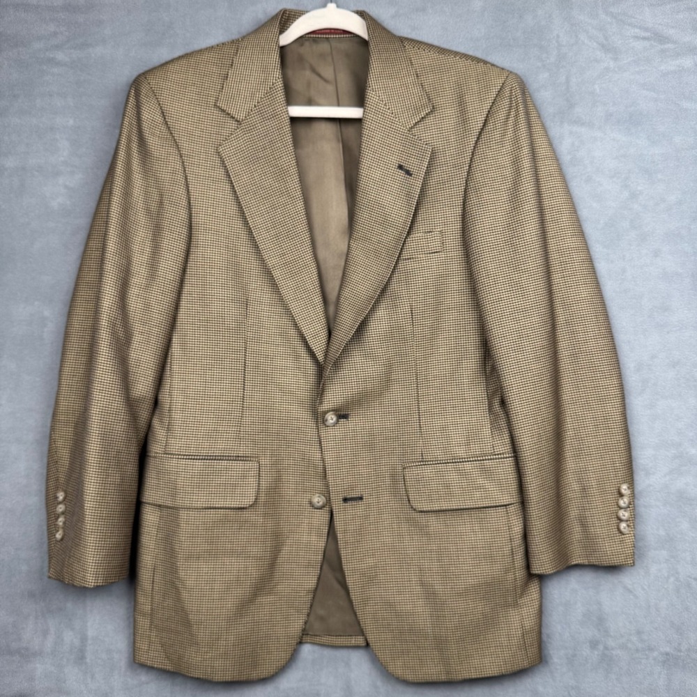 NORDSTROM Mens‎ Houndstooth Wool Silk Blend Sport Coat Blazer Tailored USA 37R